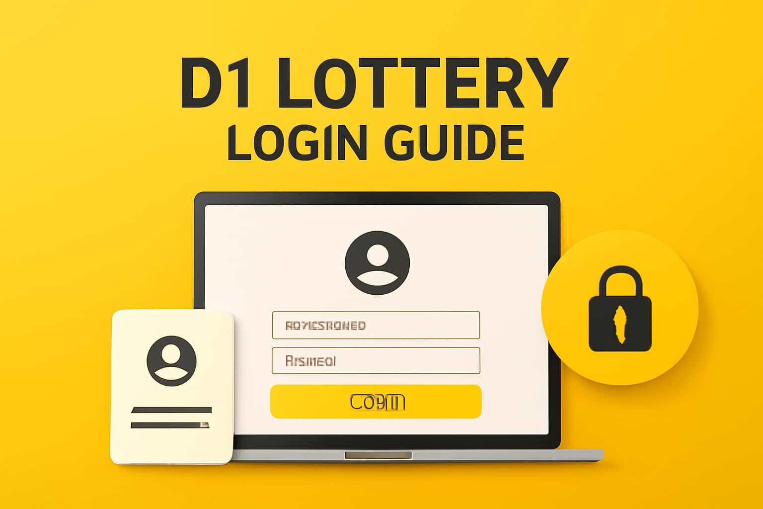 An informational scene illustrating the D1 Lottery login process with clear text.