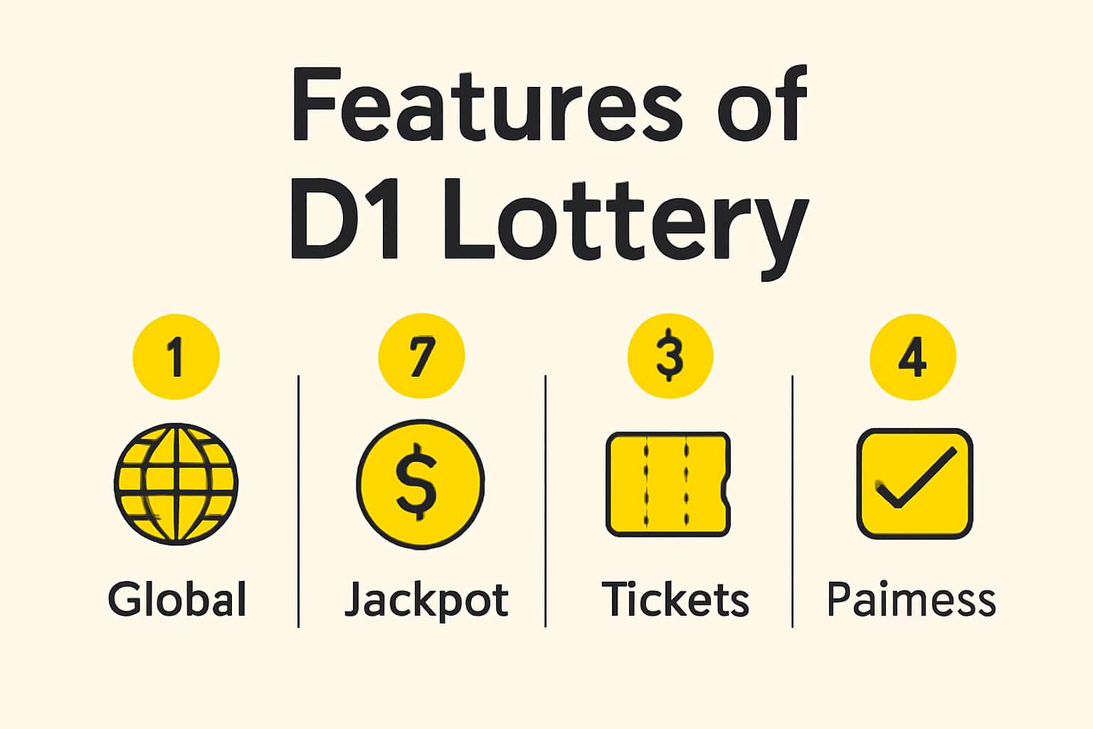 An informative scene illustrating the features of D1 Lottery.