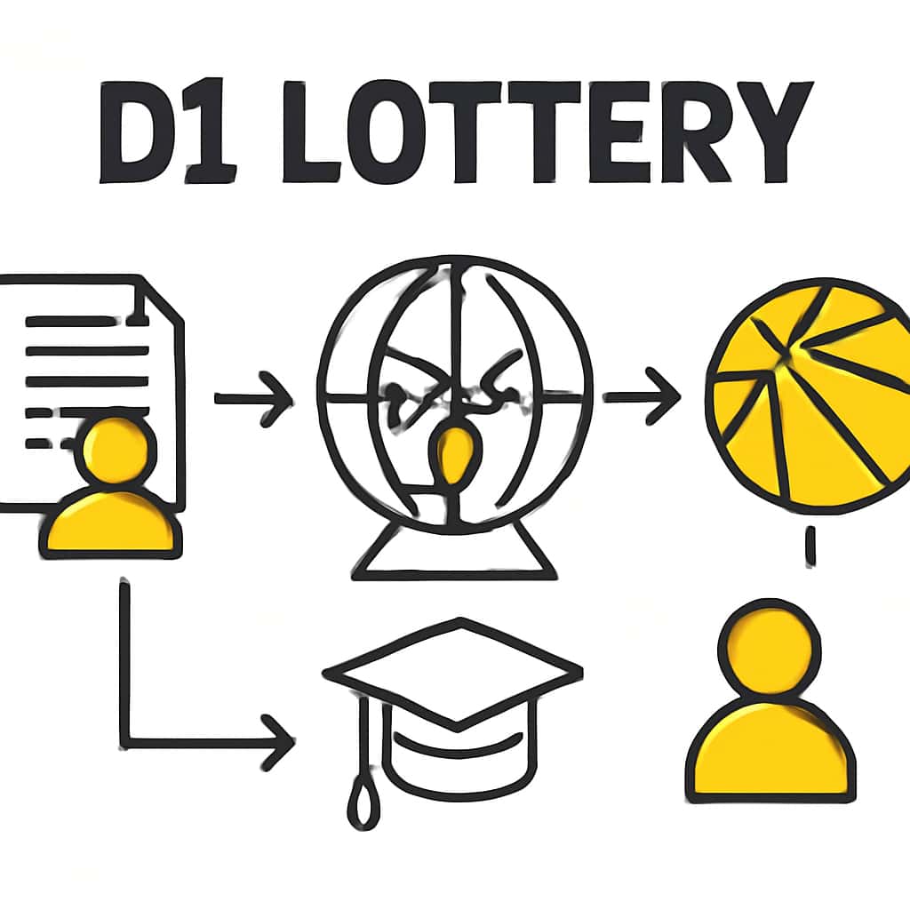 An educational diagram illustrating the D1 Lottery process.