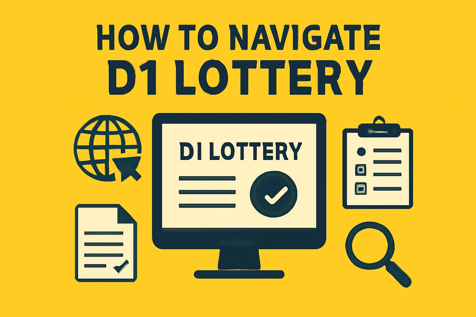 An illustrative scene representing the D1 Lottery navigation process.